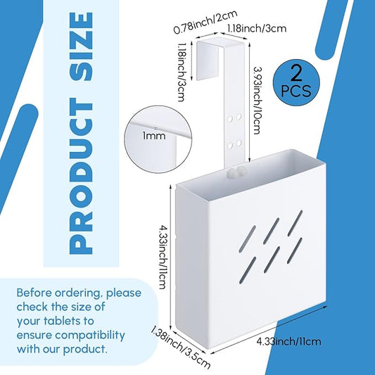 Honeydak 2 Pcs Large Size 4.33 x 4.33 x 1.38 Inch Stainless Steel Toilet Tank Cleaning Tablet Holder with Adjustable Hook to Hang Toilet Cleaner Box (White)