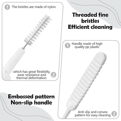 100 Pieces Mini Shower Head Cleaning Brush Multifunctional Gap Hole Anti-Clogging Nylon Pore Gap Cleaning Brush for Window Slot Phone Keyboard Car Vent Straw Bathroom Shower Cleaning Tool (White)