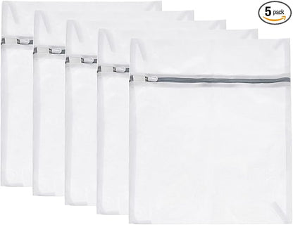 uxcell Mesh Laundry Bags, 5Pcs 11.8"x15.7" Mesh Wash Bag Fine Net Travel Storage Organize Bag with Zipper for Delicate Clothing Laundry Stocking, Gray