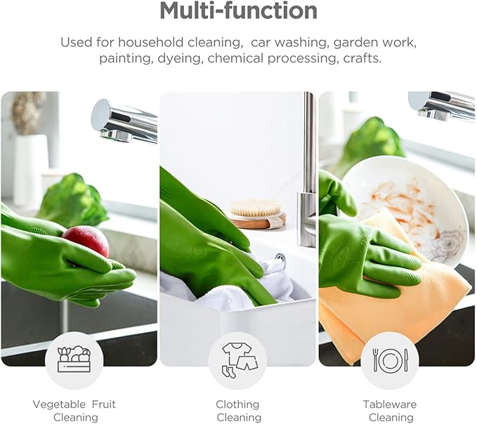 Dishwashing gloves 2 Pairs for kitchen,Rubber cleaning gloves,Long dish gloves reuseable.