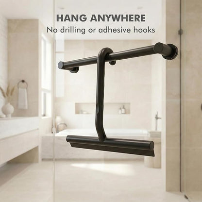 Shower Squeegee for Glass Doors, All-One-Piece Silicone with Built-in Hook Design for Easy Hanging, Streak-Free Bathroom Cleaner for Shower, Window Mirror Squeegee for Bathroom, Tile, Car