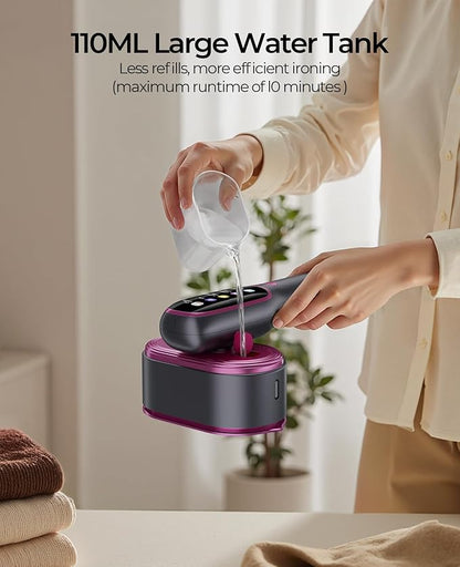 Travel Steamer for Clothes Adequate Portable: 2-in-1 Mini Handheld Garment Steamer Iron - 15s Heat Up & 5 Adjustable Steam - Large Ceramic Panel - 110-120V