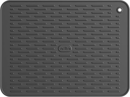 ME.FAN Silicone Dish Drying Mat for Kitchen Counter, Dish Drying Pad for Sink, Refrigerator or Drawer, Countertop Protection Pad M - 16''×12'' - Black