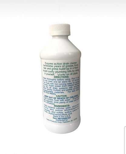 Drain Cleaner with Enzymes - Instant Clog Remover for Household or Commercial Space | Powerful Liquid Declogging Removes Grease, Hair, Food or Grime Buildup | Kitchen and Toilet Sink Opener | 1 Bottle