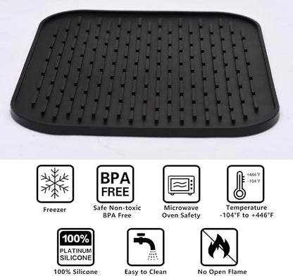 Small Dish Drying Mat, Silicone Dish Mats for Kitchen Countertop, 11.5"x9.1", for Rack Over the Sink, Pots, Pans, Glassware, Silverware, Stemware, Car Center Cap, Dishwasher safe, Reusable