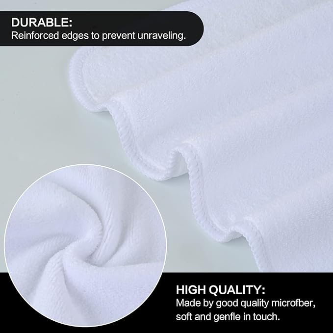 SINLAND Microfiber Facial Cloths Fast Drying Washcloth 12inch x 12inch White 2 pack