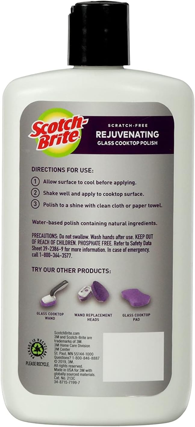 Scotch-Brite Scratch-Free Rejuvenating Glass Cooktop Polish, Leaves a Brilliant Shine, 12 Ounces