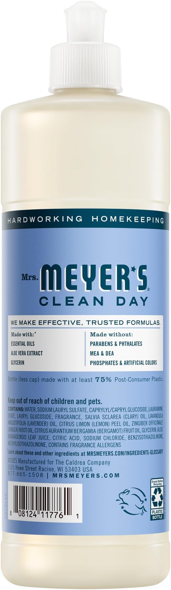 MRS. MEYER'S CLEAN DAY Liquid Dish Soap, Bluebell, 16 fl. oz - Pack of 3