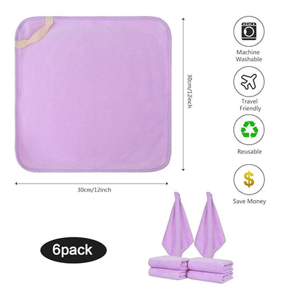 SINLAND Microfiber Facial Cloths Fast Drying Washcloth 12inch x 12inch Light purple 6 pack