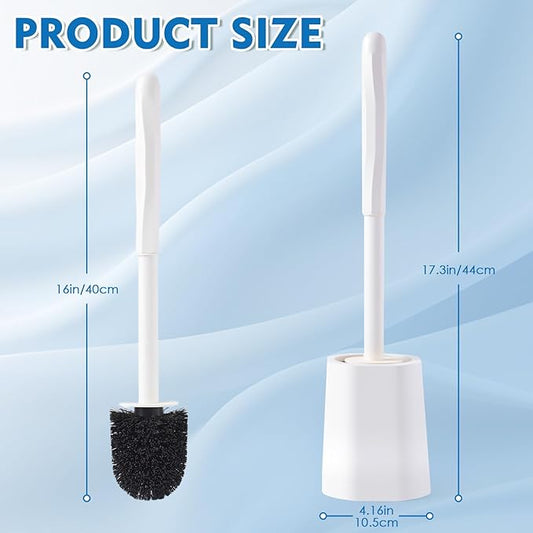 2 Pack Toilet Brush for Bathroom, Toilet Brush and Holder Set, Toilet Bowl Brush with Long Handle for Drip-Proof Deep Cleaning with Hidden Scrubber Brush White