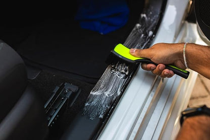 Detail Factory - ProGrip Interior Scrub Brush - Soft Bristles - Rubber Grip for Maximum Stability and Comfort - Curved Head Profile for Better Clearance - Octane Ectoplasm