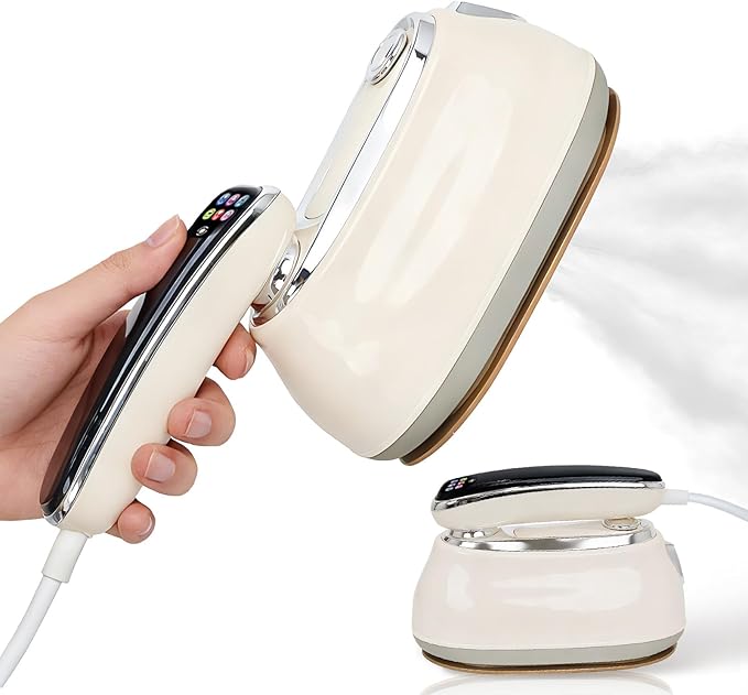 Steamer for Clothes, 2 in 1 Garment Steamer, 6-Level Clothes Steamer, 1200W Steamer Iron for Clothes, Steam Iron, LED Display Clothes Steamer Handheld, 15s Heat Up, Water Tank, Suitable Home, Office