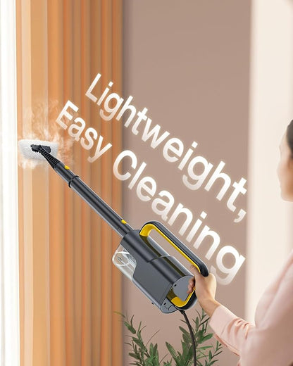 10-in-1 Steam Mop with Detachable Handheld Steamer, 350ml Tank, 10s Heat-Up, 248°F Steam Cleaner, 2-Level Control and Swivel Head for Floors, Carpets, Tiles, BBQ grill Multi-Surface Dark Grey