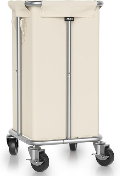 Laundry Basket with Wheels, 115L Rolling Laundry Hamper Large Dirty Clothes Hamper Cart with Steel Frame and Removable Bag, Bedroom Bathroom Dorm Room Laundry Room Organization Hampers, Beige