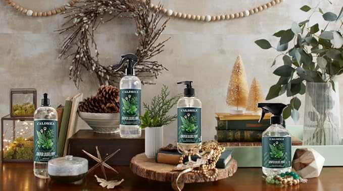 Caldrea Linen and Room Spray Air Freshener, Made with Essential Oils, Plant Derived Ingredients, Juniper Laurel Mint Scent, 16 oz