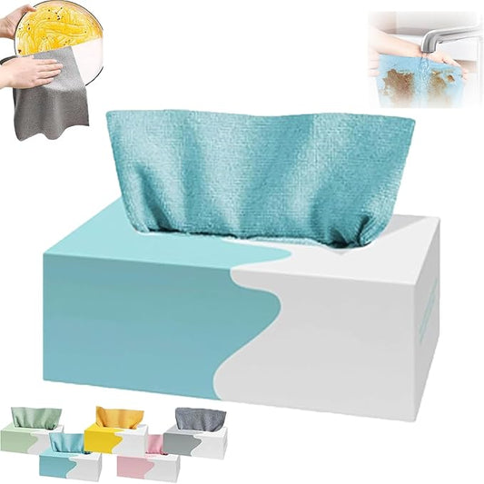 Pull-Out Microfiber Cleaning Cloths in Box, 2026 New 20 Pieces Pull-Out Cleaning Cloths, Reusable Cleaning Rags, Soft Absorbent Cloths, Streak-Free Wipes, Suitable for Kitchen Car Care (Blue)