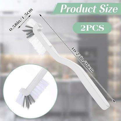 2Pcs Small Scrub Brushes, Kitchen Scrub Brush with Handle, Right Angle Cleaning Brush, Stiff Bristle Brush for Clean Dish Sink Bathroom Window Track Household Edge Corner Crevice Tile Floor
