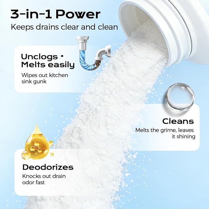Sink and Drain Cleaner Powder, 2026 New Multi-functional Pipeline Dredging Agent Sink Drain Cleaning Powder for Kitchen,Bathroom,Toilet,Pipe Maintenance (1)