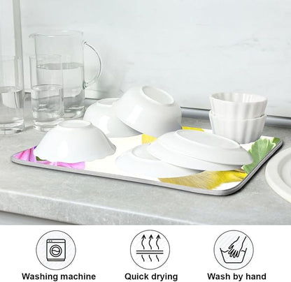 Spring Hummingbird Dish Dryer Mat Dish Mats for Counter Microfiber 18 x 24 Dish Dryer Mat Kitchen Mat Counter Dish Drying Mat