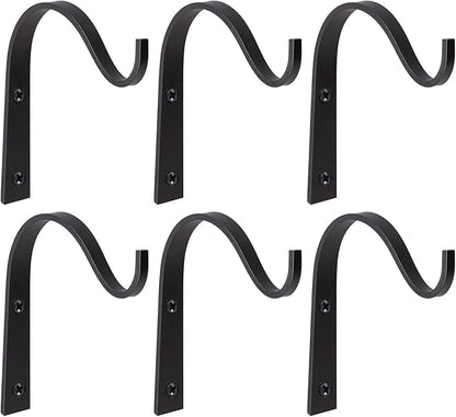 Mkono 6 Pack Iron Wall Hooks for Hanging Plant Lanterns, Plant Hanger Fence Metal Bracket for Bird Feeders, Wind Chimes, Mason Jar Sconces, Light Outdoor Indoor Rustic Home Decor, 3 Inch