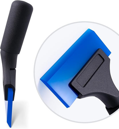 FOSHIO 1 Pack Rubber Water Blade Shower Squeegee Scraper Mirror Glass Wiper Window Cleaner with 7" Long Non-Slip Handle for Bathroom Window Tinting