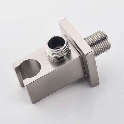 Wall Supply Elbow with Hand Shower Holder, Brass Square G1/2 Shower Hose Connector, Wall Mount Water Outlet for Bathroom Shower, Brushed Nickel