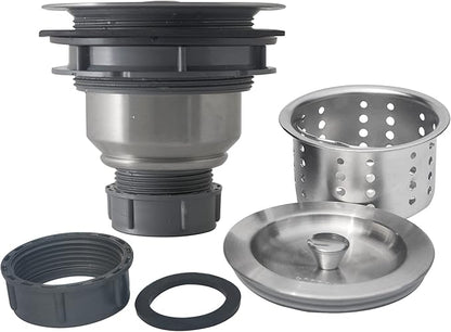 Sink Strainer Kitchen Sink Drain Assembly Kit 3-1/2 Inch with Kitchen Sink Drain Basket,304 Stainless Steel Sink Stopper & Cover Lid，Stainless Steel Brushed