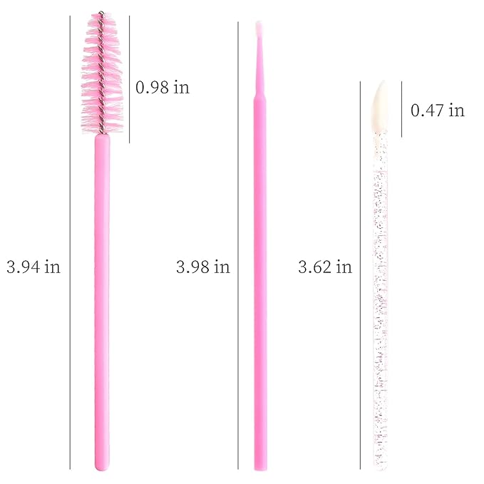 300 PCS Eyelash Extension Supplies Kit Disposable Micro Brush Eyebrow Lash Spoolies Lip Stick Brush Mascara Wand Applicator Makeup Brush Tool (Pink Sets)