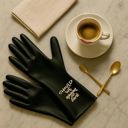 We Glove It™ Chic Black Dishwashing Gloves – Stylish, Reusable & Fun Gift with Flirty Sayings for Kitchen Cleaning