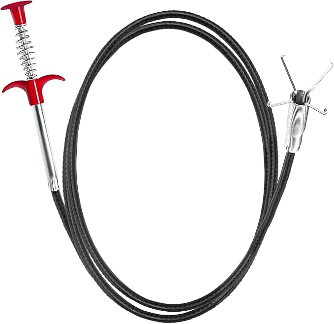 118" Flexible Grabber Claw Pick Up Reacher Tool, Drain Snake Hair Drain Clog Remover Tool with 4 Claws Bendable Hose for Litter Pick, Home and Kitchen Sink, Drains, Toilet