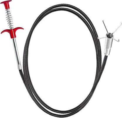 118" Flexible Grabber Claw Pick Up Reacher Tool, Drain Snake Hair Drain Clog Remover Tool with 4 Claws Bendable Hose for Litter Pick, Home and Kitchen Sink, Drains, Toilet