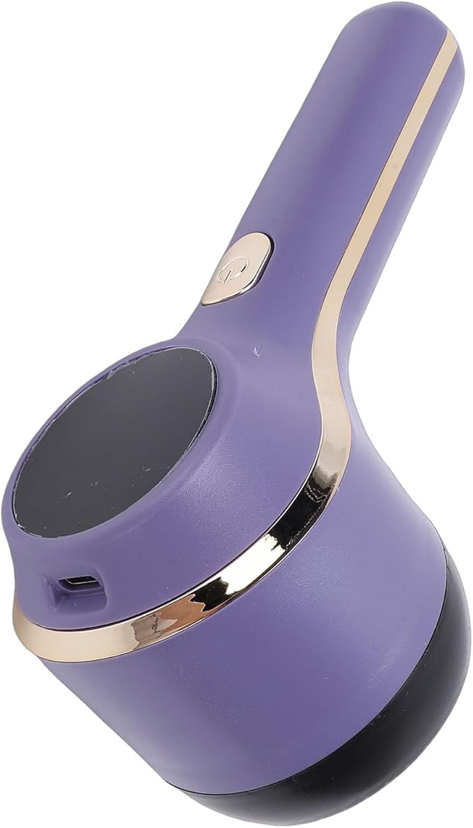 Sorandy Fabric Shaver, Electric Lint Remover Rechargeable with 3 Speeds, Digital Display 6 Leaf Blades Portable Sweater Defuzzer, Ideal for Clothes, Furniture, Sweater & Blanket (Purple)