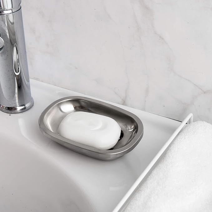 IMEEA Silver Soap Dish SUS304 Stainless Steel Brushed Soap Dish with Drain Bathroom Soap Holder