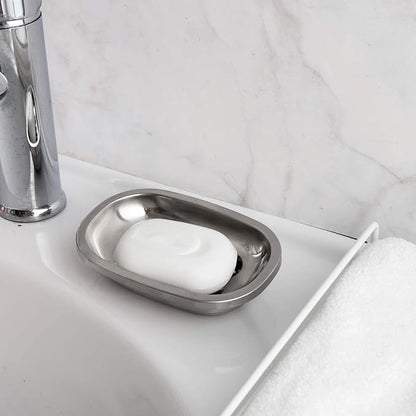 IMEEA Silver Soap Dish SUS304 Stainless Steel Brushed Soap Dish with Drain Bathroom Soap Holder