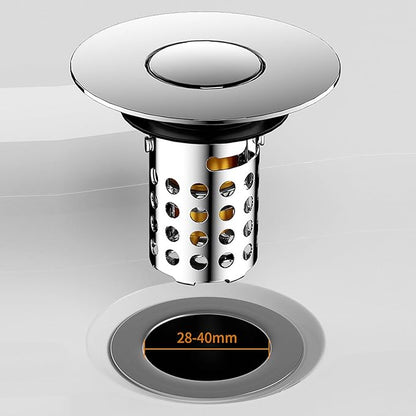 Push Button Sink Drain Stoppers With Odor Prevention And Hair Catcher Steel Bathroom Basin Filter For Not Clogging Not Odor Popup Drain Stoppers