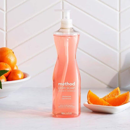 Method Gel Dish Soap , Clementine, Tough on Grease, 18 Fl Oz (Pack of 4)