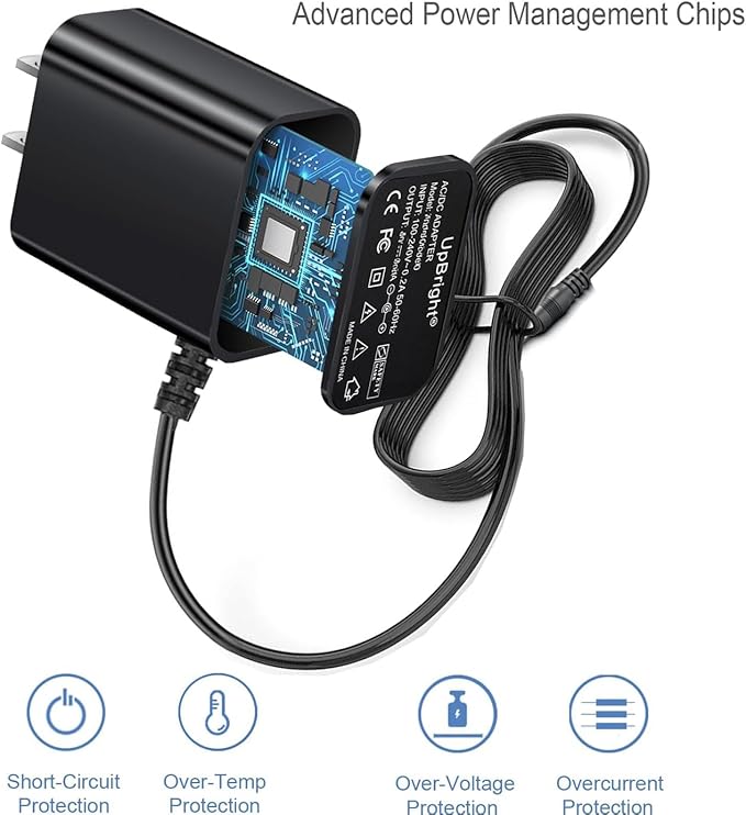 UpBright 2-Prong 9V AC/DC Adapter Compatible with LABIGO LA1 Pro LA1Pro Model KS-2619 KS2619 7.4V 2500mAh Li-ion Battery Electric Spin Scrubber Cordless Cleaning FD DK10-090-0650 Power Supply Charger