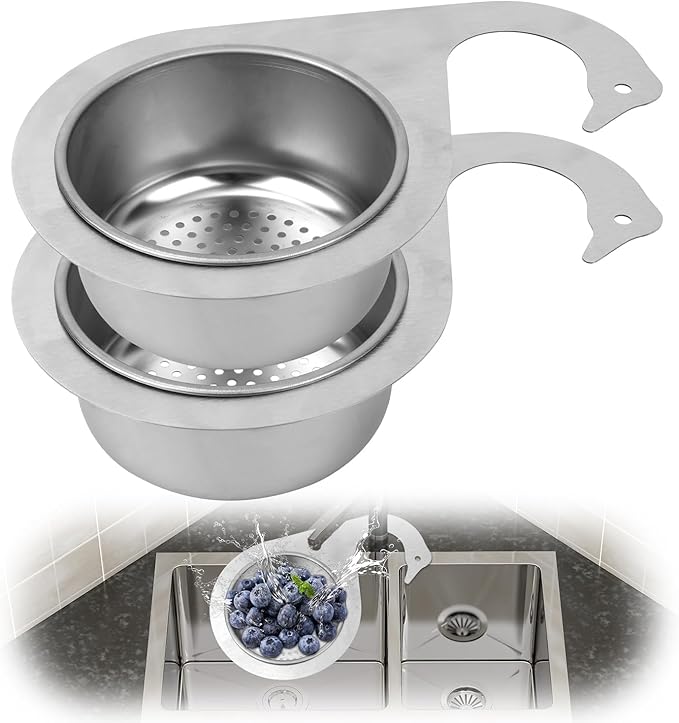 2pcs Swan-Shaped Drain Basket, Stainless Steel Sink Strainer Catcher Multi-Functional Quick Drain Kitchen Filter for Fruits Vegetables, Faucet Hanging (Small)