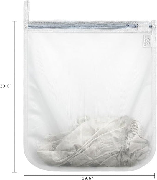 PROMEED Reusable Mesh Laundry Bag for Delicates, Large Size Wash Bag for Mulberry Silk Pillowcase Fitted Sheet Flat Sheet,1Pc Washing Machine Wash Bags for Shirt,Blouse,Underwear,Baby Clothes(20"x24")