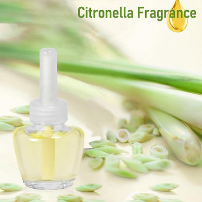 Citronella Plug in Refills,Lemongrass Fragrance, Compatible with Air Wick, Compatible with Glade, for Home Indoor Backyard Camping BBQ Summer,6 Count