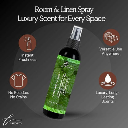 Lapew Room & Linen Spray | Fragrance Mist for Home, Car & Office | Fabric & Air Freshener | Neutralizing Mist | Made in USA | Peppermint