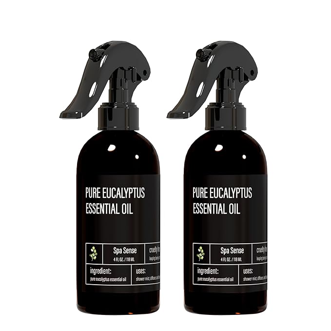 Spa Sense Pure Eucalyptus Oil Shower Mist and Steam Room Spray - Room Spray and Eucalyptus Spray for Shower - Premium Aromatherapy Essential Oil Spray - 4 Ounce, 2 Pack