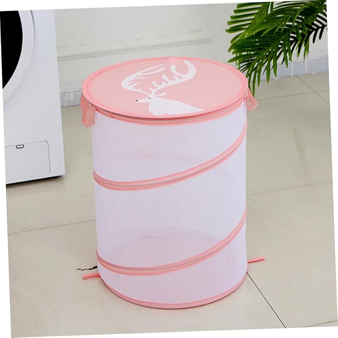 Foldable Mesh Laundry Hamper Bag with Handles Portable Breathable Dirty Clothes Basket for College Dorm Apartment and Travel Storage Lightweight Organizer