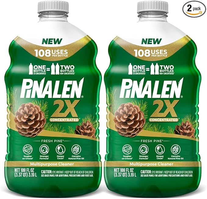 PINALEN 2X Max Aromas Concentrated Multipurpose Cleaner - Fresh Pine Scent - (2 Pack) 108 fl oz - All Purpose Cleaner for Kitchen, Bathroom, Floors & Outdoors