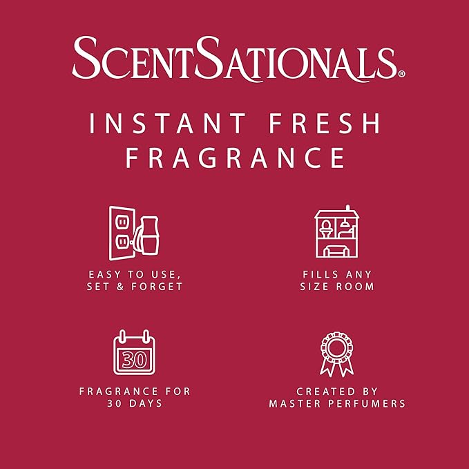 ScentSationals Peppermint Swirl Fragrance Oil Plug In Air Freshener Refills 3-Pack - Works with Scentsationals Wall Plugs, Long-Lasting Home Fragrance, 0.8 fl oz Each, Packaging May Vary