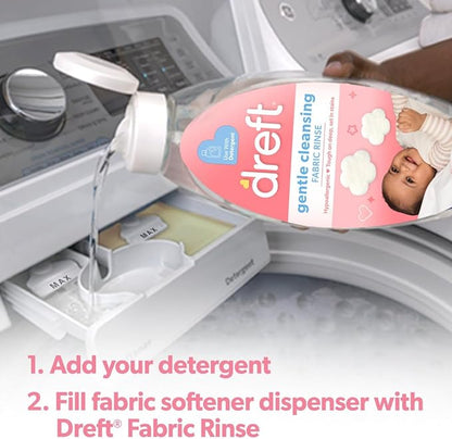 Dreft Baby Gentle Cleansing Fabric Rinse, 48 fl oz, Dermatologist Tested on Sensitive Skin, Odor Remover