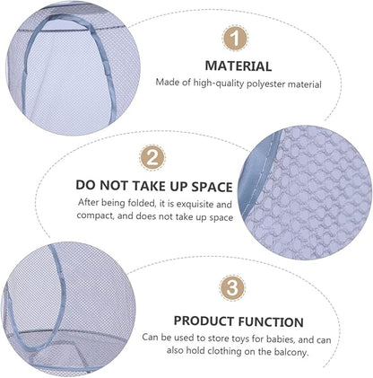 Cabilock 1pc Foldable Mesh Laundry Drying Basket Hanging Organizer for Clothes and Toys Space-Saving Storage for Bathroom and Bedroom Ventilated Design