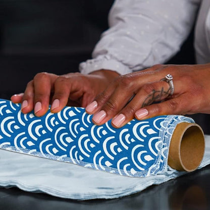 The Useless Brand Reusable Paper Towels Roll | 12 Eco Friendly Washable Cotton Flannel Towels w/Cardboard Roll | Zero Waste & Sustainable | Fits on Most Holders (Waves, 12 Pack)
