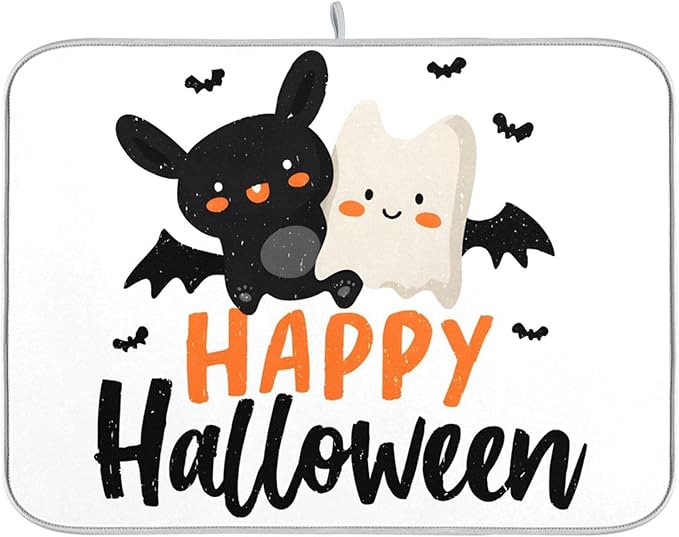 Happy Halloween Dish Drying Mat for Kitchen Counter Super Absorbent Drying Mat 18x24 inch Large Dish Drying Matts for Countertop Protector Dishes Pad