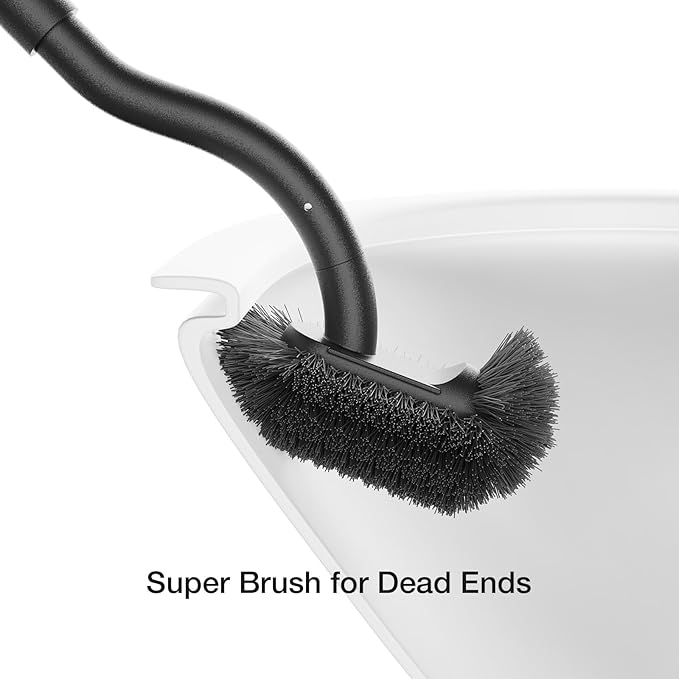 Toilet Cleaner Brush, Diveotree Toilet Brush and Holder for Dead Corner Cleaning, Wall Mounted Toilet Bowl Brush for Bathroom Decor, Toilet Scrubber Brush for Home/Hotel (Black, Round-1pack)